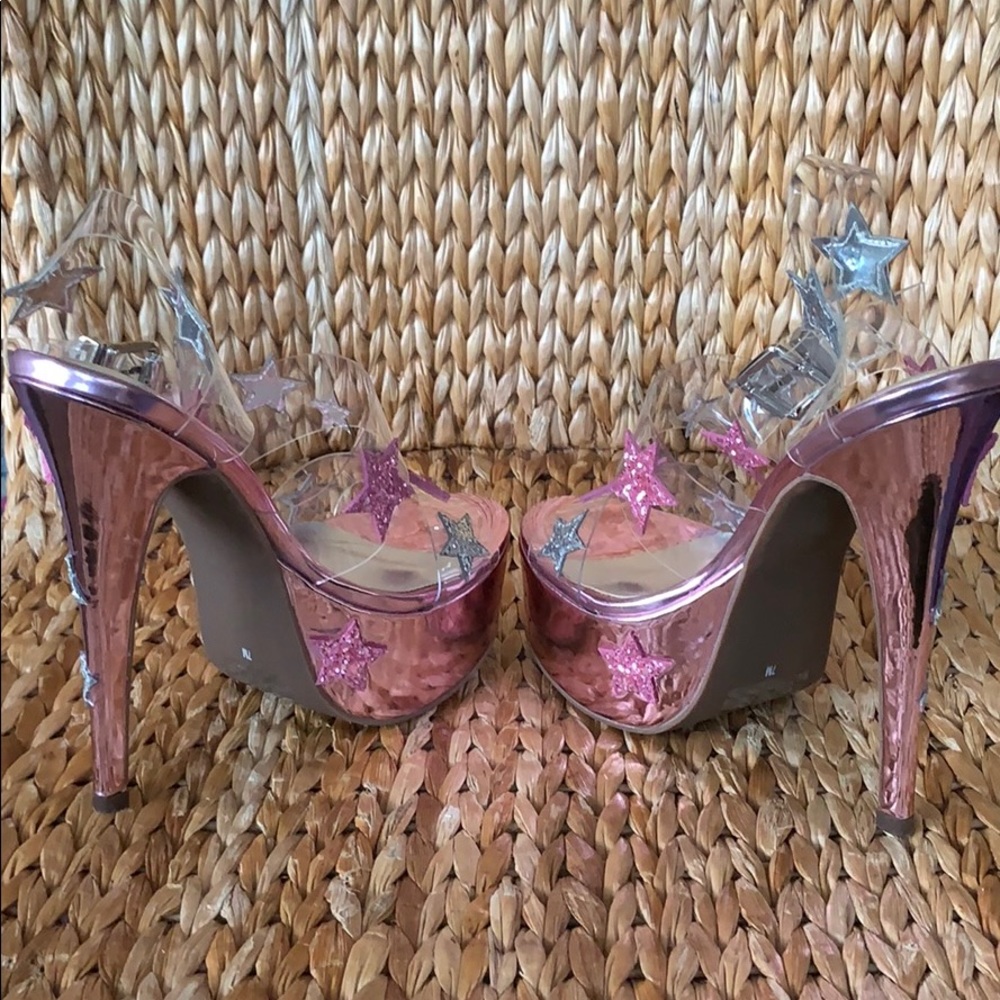 New Sugarthrillz “Star Shook” Pink Platform Heels - Picture 5 of 7